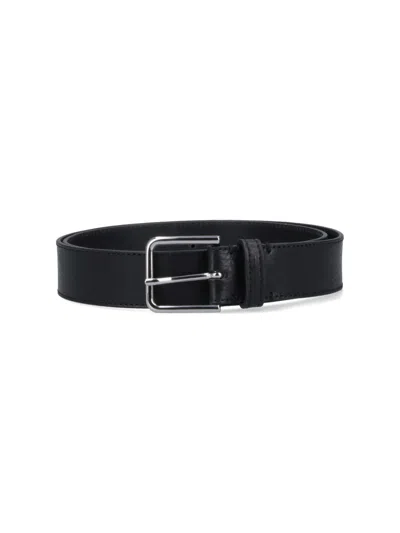 The Frankie Shop Hammered Leather Belt In Black  