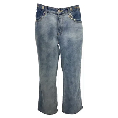 The Frankie Shop Hayla Contrast Denim Pants In Light Blue Cotton