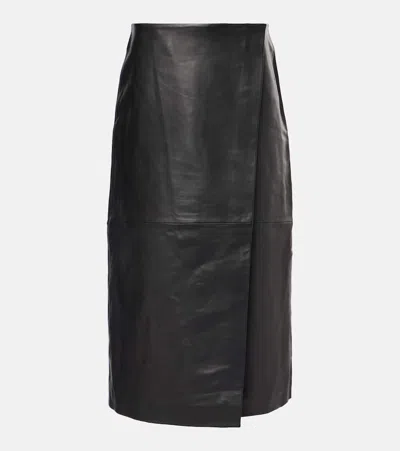 The Frankie Shop Hedi Leather Wrap Skirt In Black