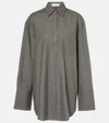 The Frankie Shop Khaki Helen Organic Cotton Long Shirt In Green