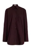 The Frankie Shop Helen Organic Cotton Shirt In Purple