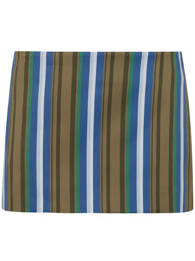 The Frankie Shop Womens Green Stripe Hera Striped Cotton-blend Mini Skirt Xs In Multi