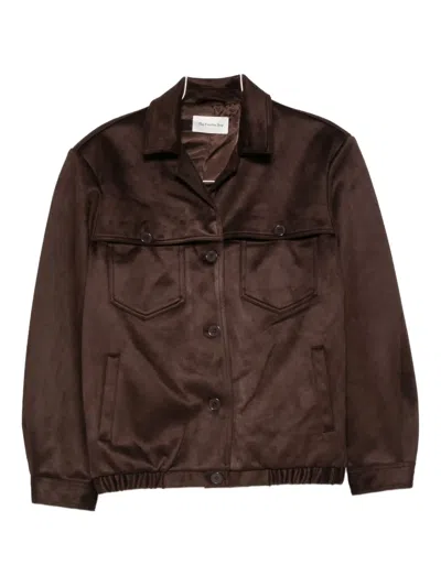 The Frankie Shop Hester Faux Suede Button Jacket In Brown