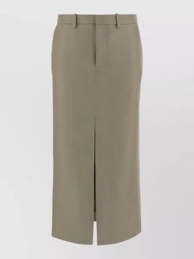 The Frankie Shop Maybelle Faux Leather Front Slit Pencil Skirt In Green