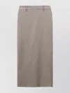 The Frankie Shop High Waist Midi Skirt With Back Slit In Brown