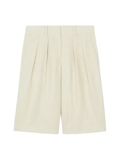 The Frankie Shop High-waisted Beige Virgin Wool Blend Bilbao Shorts In Neutral