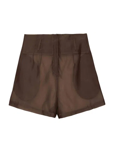 The Frankie Shop High-waisted Brown Suede Shorts