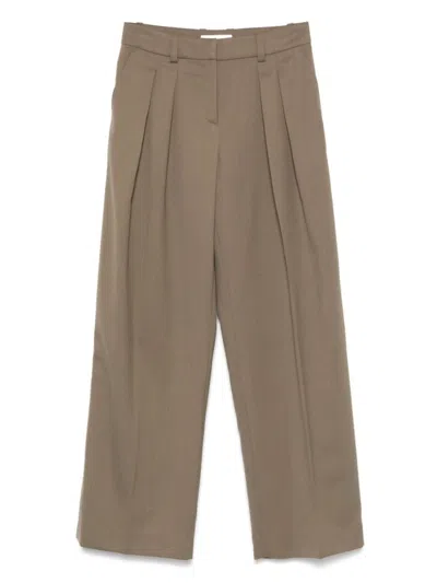 The Frankie Shop High-waisted Khaki Trousers With Pleated Front Detail In Neutral