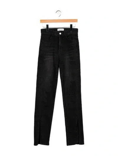 Pre-owned The Frankie Shop High-rise Straight Leg Jeans In Black
