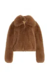 The Frankie Shop Hope Faux Fur Jacket In Brown