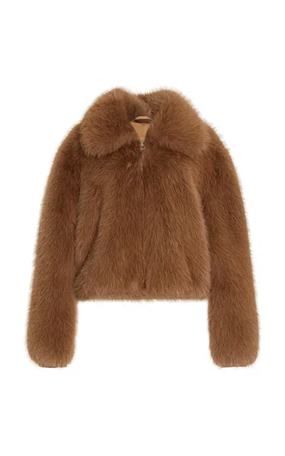 The Frankie Shop Hope Faux Fur Jacket In Brown