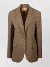 The Frankie Shop Houndstooth Oversized Blazer Flap Pockets In Brown