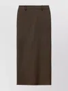 The Frankie Shop Houndstooth Pattern Midi Skirt With Belt Loops In Brown