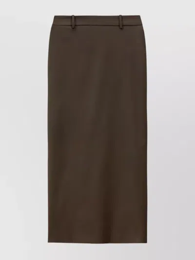 The Frankie Shop Houndstooth Pattern Midi Skirt With Belt Loops In Brown