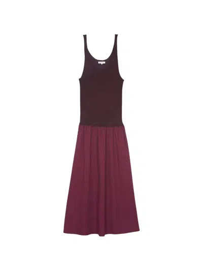 The Frankie Shop Mini Dress With Low Waist And Gathered Neckline In Burgundy