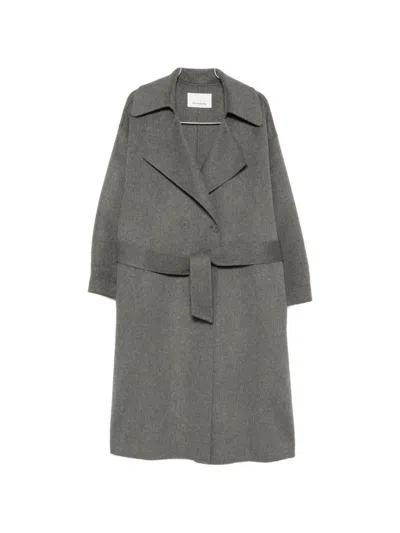 The Frankie Shop Double-breasted Belted Coat In Gray