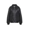 The Frankie Shop Classic-collar Pocketed Leather Jacket In Black