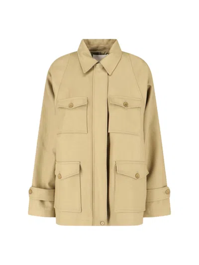 The Frankie Shop Kelia Padded Utility Jacket In Brown