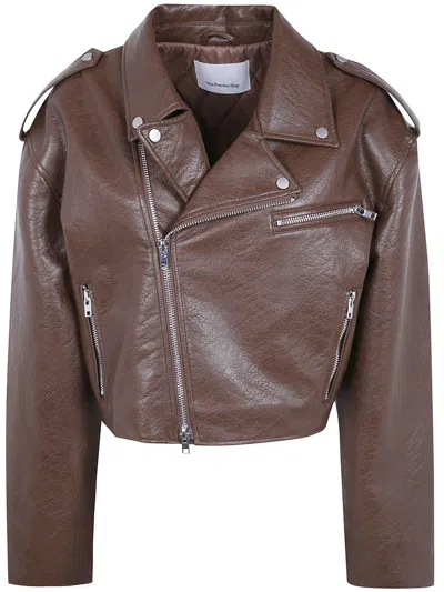The Frankie Shop Jacket Cropped "daphne" In Brown
