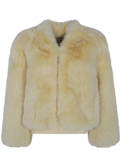 The Frankie Shop Jacket Faux Fur Collarless "senna" In Yellow