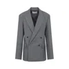 The Frankie Shop Double Breasted Blazer Pinstripes In Gray