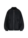 The Frankie Shop Padded Black Bomber Jacket With Ribbed Finishes In Black