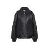 The Frankie Shop Classic-collar Pocketed Leather Jacket In Black
