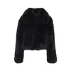 The Frankie Shop Voluminous Cropped Jacket With Plush Faux Fur Texture In Black