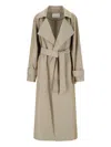 The Frankie Shop Convertible Beige Trench Coat With Classic Lapel In Brown