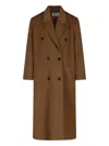 The Frankie Shop Double-breasted Wool Blend Coat With Classic Lapel In Brown