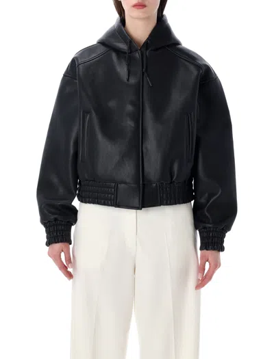The Frankie Shop Jackson Faux Leather Bonded Bomber In Black