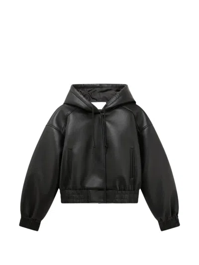 The Frankie Shop Jackson Faux Leather Bonded Bomber Jacket For Women In Black