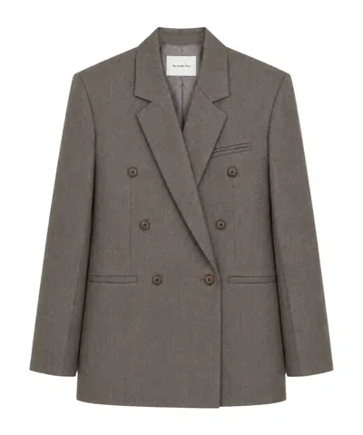 The Frankie Shop Jade Wool Double-breasted Blazer In Brown
