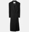 The Frankie Shop Womens Jane Long Double-breasted Twill Coat Black In Black