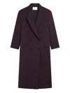 The Frankie Shop Jane Double-breasted Long Coat In Purple