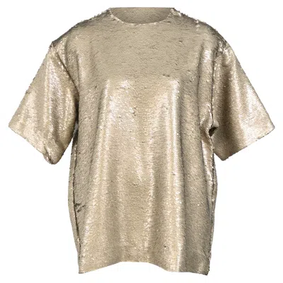 The Frankie Shop Jones Boxy Tee In Bronze Sequins In Brown