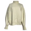 The Frankie Shop Joya Oversized Turtleneck Sweater In Pastel Yellow Merino Wool In Yellow