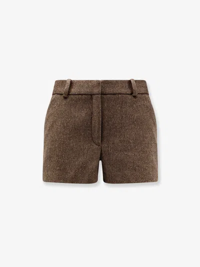 The Frankie Shop Kate Wool Blend Shorts In Brown