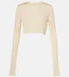 The Frankie Shop Kazel Knitted Cropped Top In Neutral