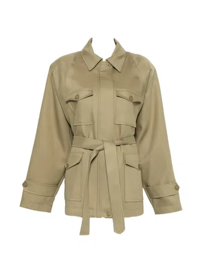 The Frankie Shop Womens Sage Kelia Padded Woven Utility Jacket Xxs In Green