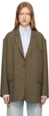 The Frankie Shop Khaki Bea Blazer In Chocolate