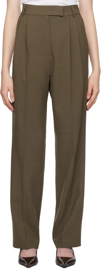 The Frankie Shop Khaki Bea Suit Trousers In Chocolate