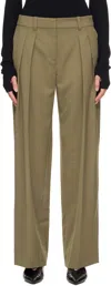 The Frankie Shop Womens Khaki Daytona Pleated Wool Trousers In Black