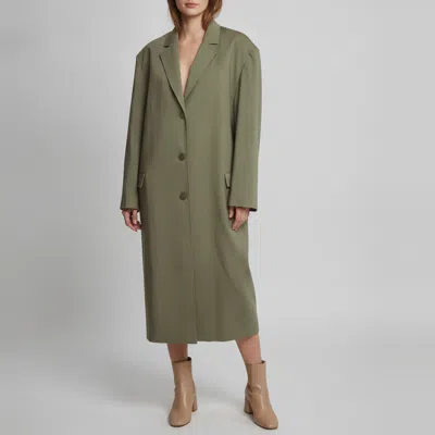 Pre-owned The Frankie Shop Khaki Gabardine Oversized Tribeca Long Coat S In Green