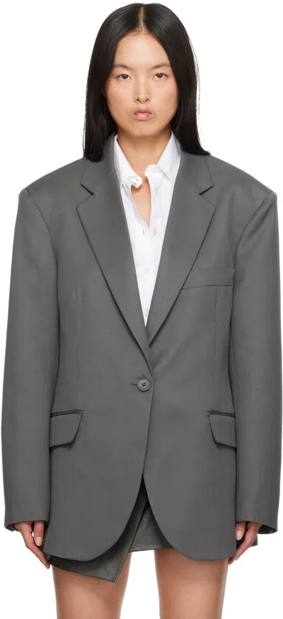 The Frankie Shop Khaki Lyra Oversized Blazer In Light Khaki