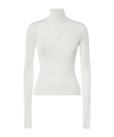 The Frankie Shop Knit Zip Sweater In White
