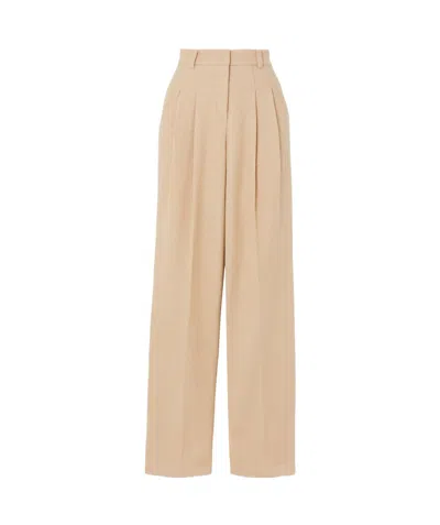 The Frankie Shop Layton Pleated Wool Trousers In Brown