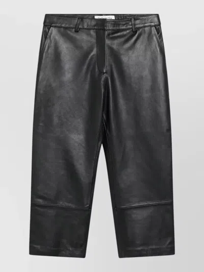 The Frankie Shop Leather Finish Pants Belt Loops Pockets In Black