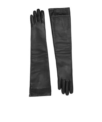 The Frankie Shop Leather Gloves In Black