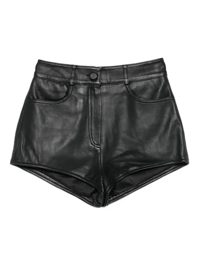 The Frankie Shop Leather Pocket Shorts In Black